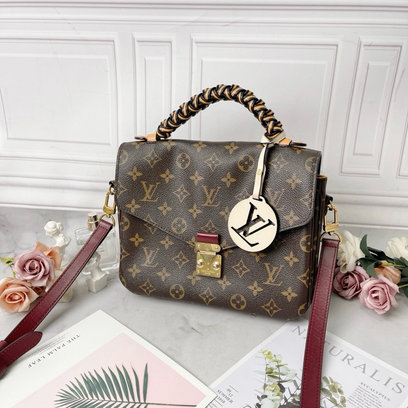 Lv 編織手柄老花郵差包24×19×8 98新配件塵袋-5