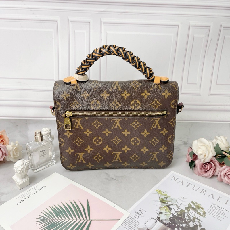 Lv 編織手柄老花郵差包24×19×8 98新配件塵袋-6