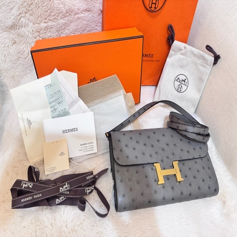 讓你免配貨買到全新現貨愛馬仕 康康Togo 稀有鴕鳥皮 大象灰 甜品包 迷人高端奢華