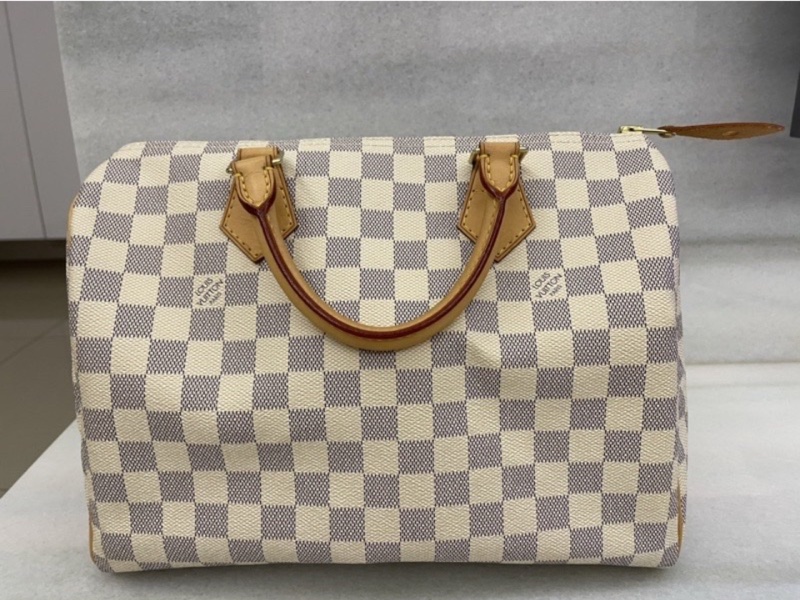 Louis Vuitton speed 30 白色棋盤格手提包-1