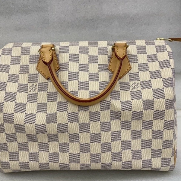 Louis Vuitton speed 30 白色棋盤格手提包-6