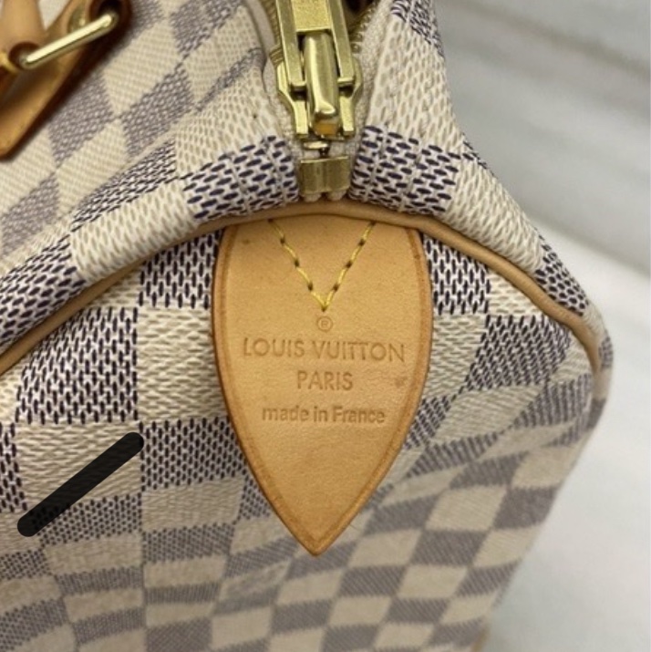 Louis Vuitton speed 30 白色棋盤格手提包-7