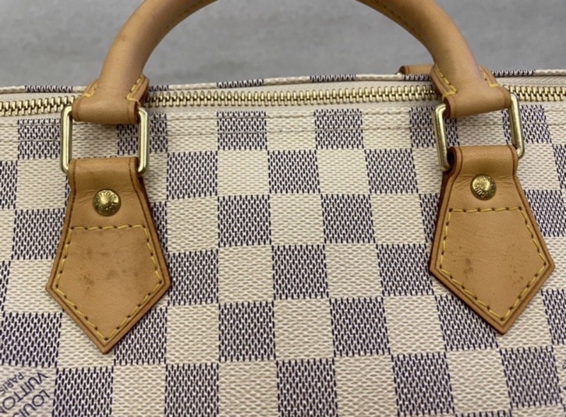 Louis Vuitton speed 30 白色棋盤格手提包-9