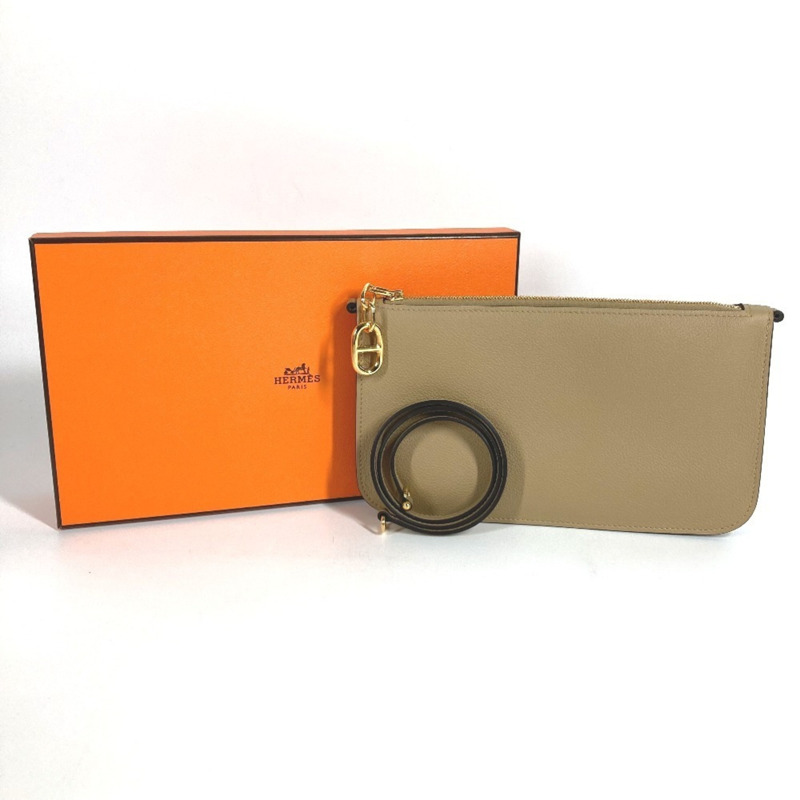 愛馬仕 Zip Ango To Go Chaine d'Ancre 手拿包/單肩包,Evercolor 經典款,男女通用,米色,近全新-11