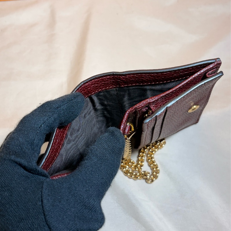 ✨超級好看 Gucci 古馳新款波爾多紅馬蹄扣 6卡零錢袋短夾-小廢包-6