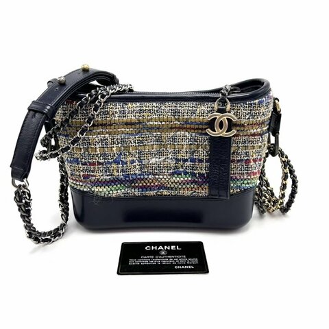 CHANEL流浪小號毛呢編織鏈條包20*14*7 98新配件保卡塵袋