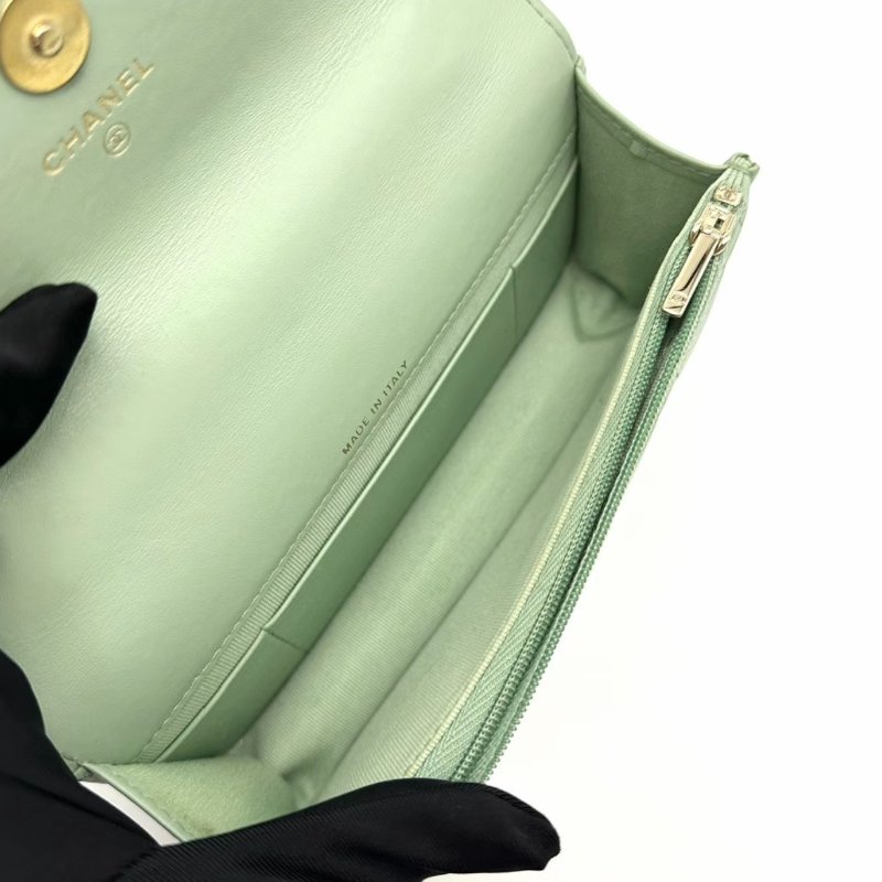 CHANEL薄荷綠金扣23p皮穿鏈手柄woc 17*10*4 98新配件塵袋-3