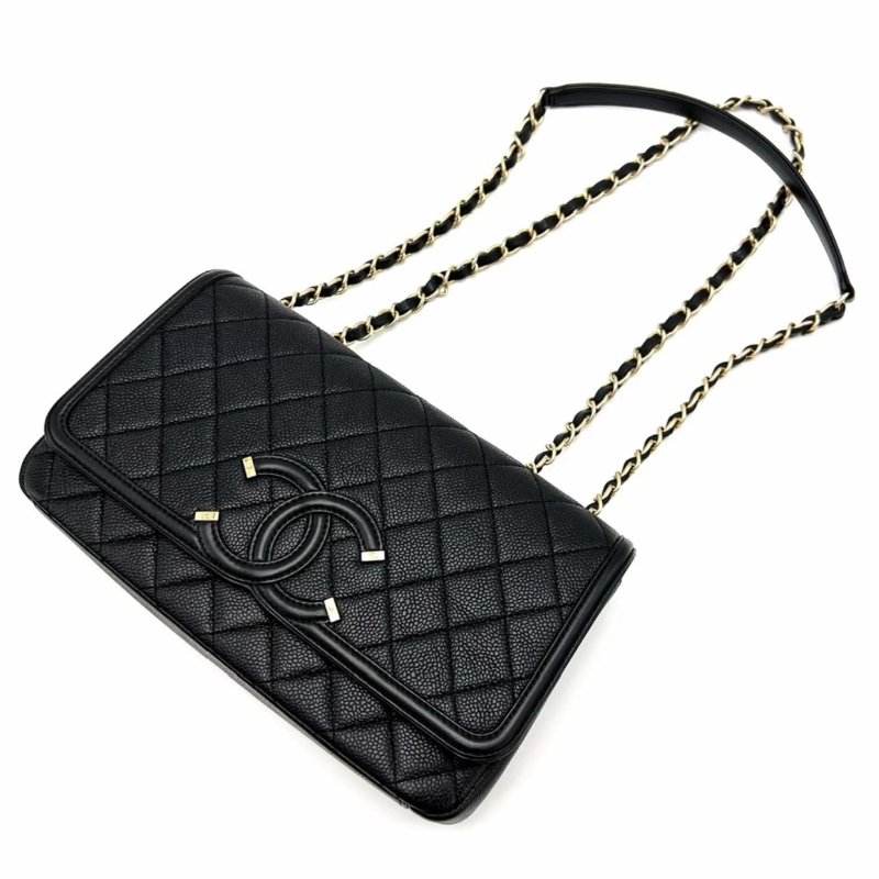 CHANEL黑金filigree肩背斜背鏈條包 26*15*6 98新配件塵袋-4