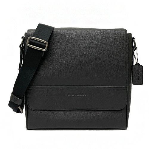 【全新】COACH 掀蓋男款斜背包(黑)-0