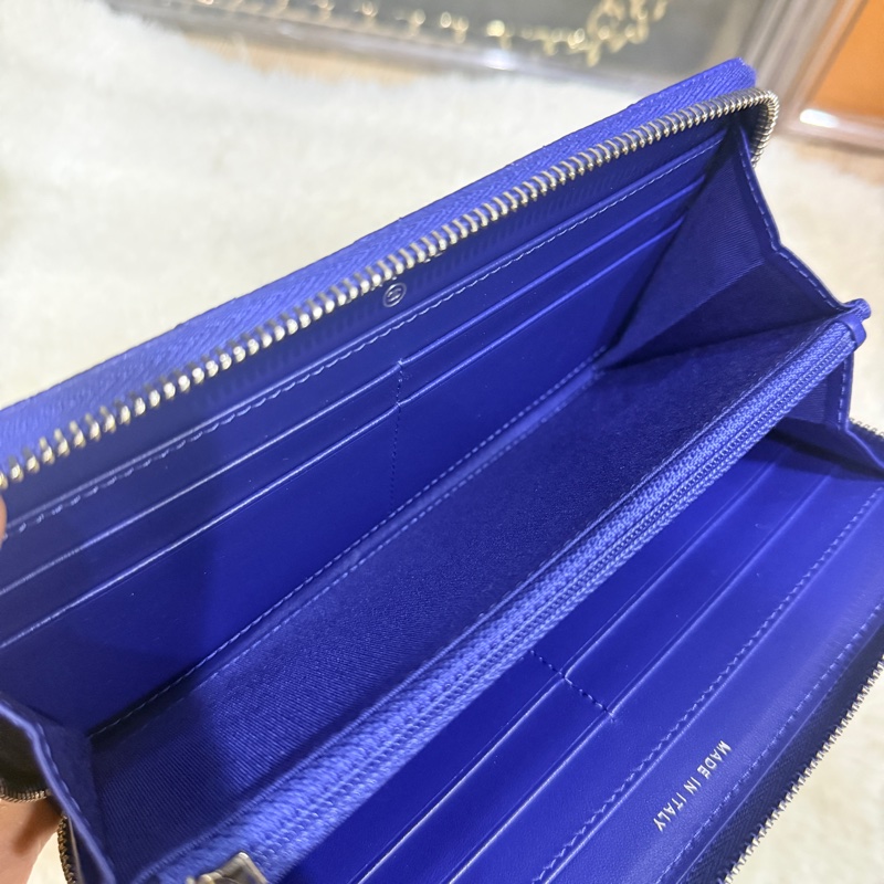 未使用的發財錢包✨就喜歡這種搭配💙香奈兒藍色荔枝牛皮 搭配 暗藍雙C釦💙chanel拉鏈長夾發財錢包-37