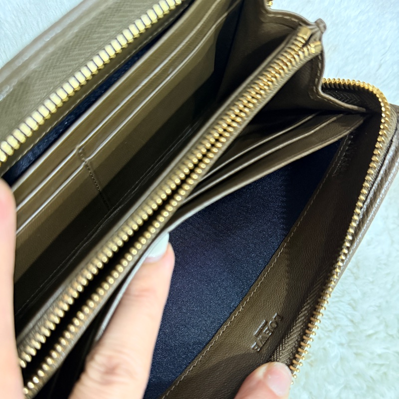 未使用過的發財錢包✨氣質的顏色 耐用的皮革🌰Loewe 栗子色 棕色 可可色 荔紋 牛皮長-28