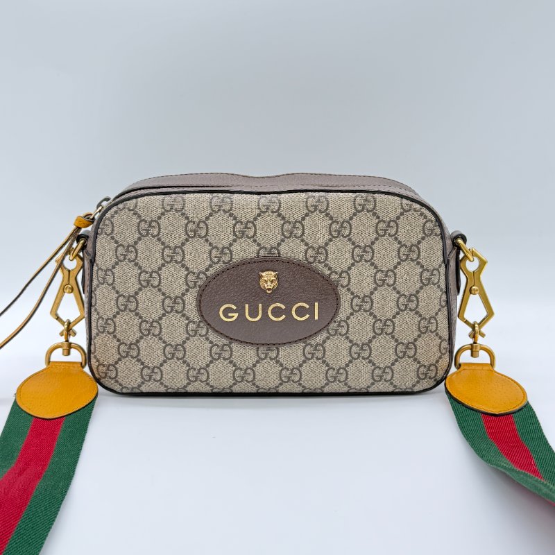 Gucci 古馳 Neo Vintage GG Supreme  經典虎頭紅綠織帶 米色 棕色 帆布 皮革 斜掛包 信差包-1