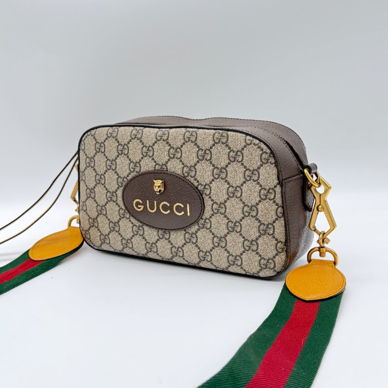 Gucci 古馳 Neo Vintage GG Supreme  經典虎頭紅綠織帶 米色 棕色 帆布 皮革 斜掛包 信差包-2
