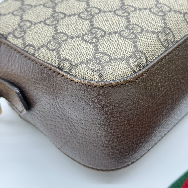 Gucci 古馳 Neo Vintage GG Supreme  經典虎頭紅綠織帶 米色 棕色 帆布 皮革 斜掛包 信差包-10