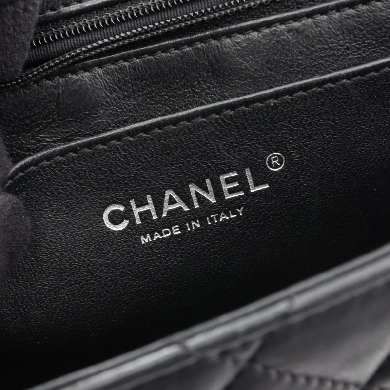 香奈兒 (CHANEL) Matelasse 雙色鏈條肩背包，羊皮材質，黑色米色，二手 CC-3