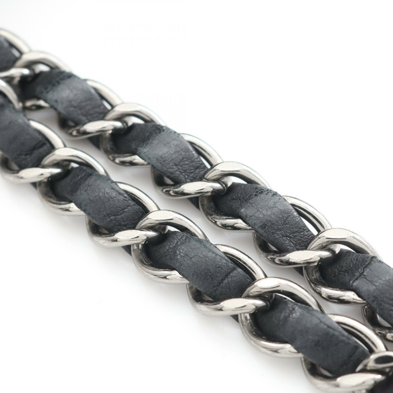 香奈兒 (CHANEL) Matelasse 雙色鏈條肩背包，羊皮材質，黑色米色，二手 CC-14