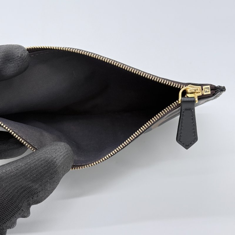 Fendi 芬迪 FF Logo 棕色 小牛皮 迷你鍊帶 肩背包 斜掛包 WOC-14