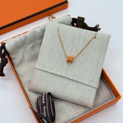 Hermès 愛馬仕 Mini Pop H 橘色 吊墜項鍊