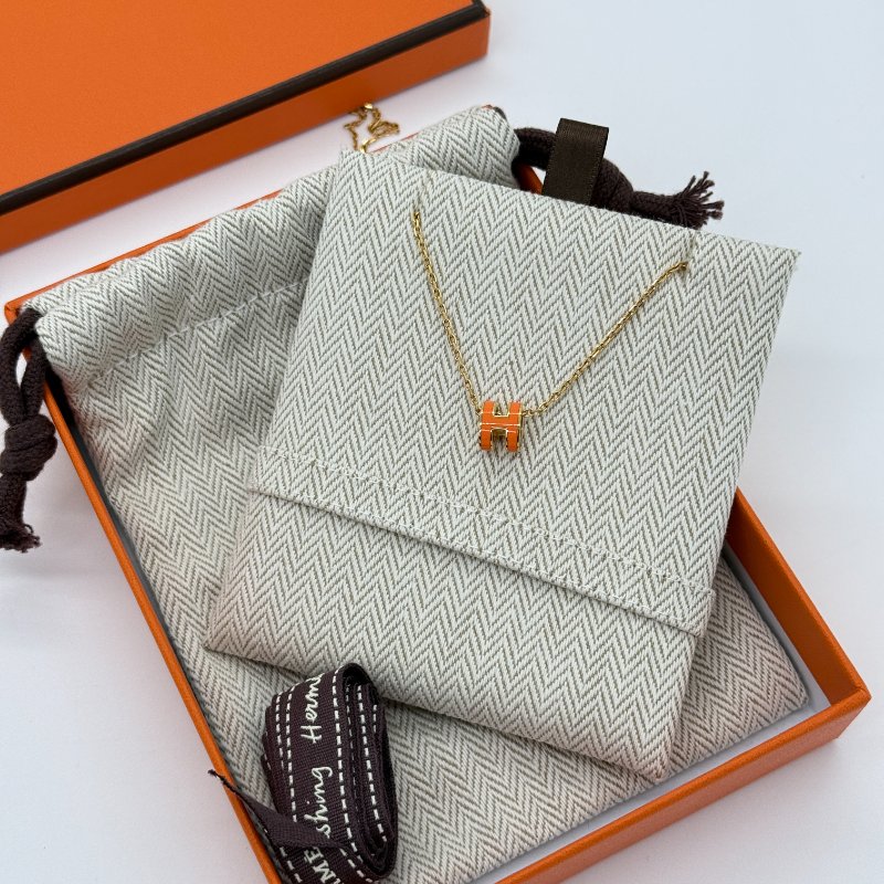 Hermès 愛馬仕 Mini Pop H 橘色 吊墜項鍊-0