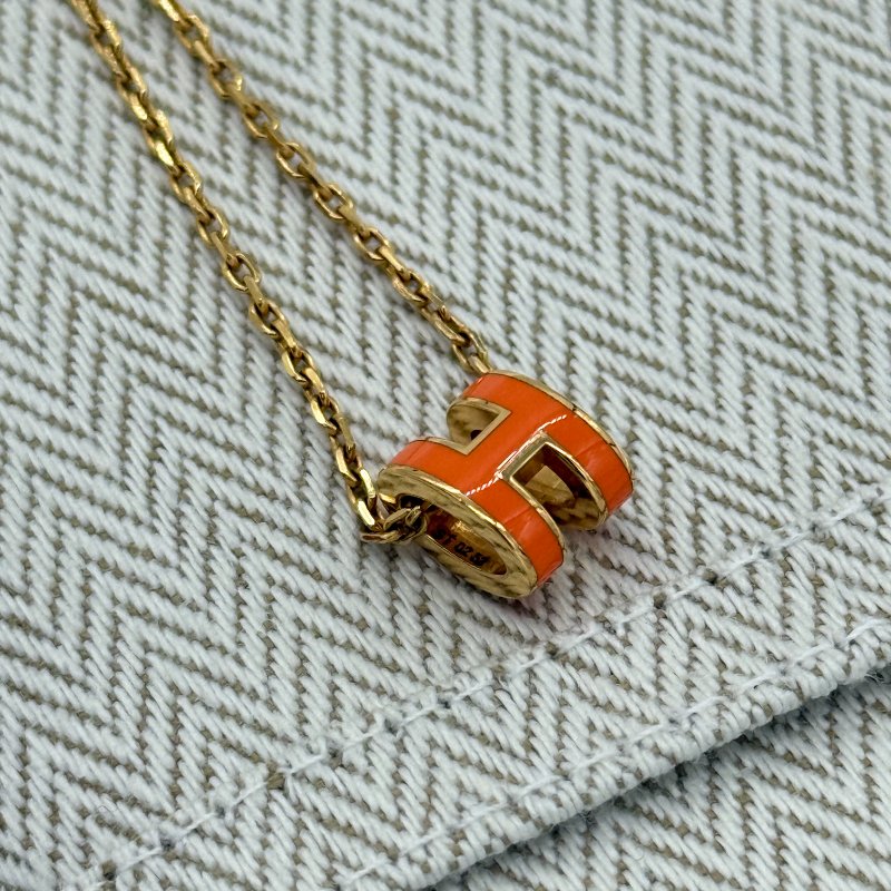 Hermès 愛馬仕 Mini Pop H 橘色 吊墜項鍊-2