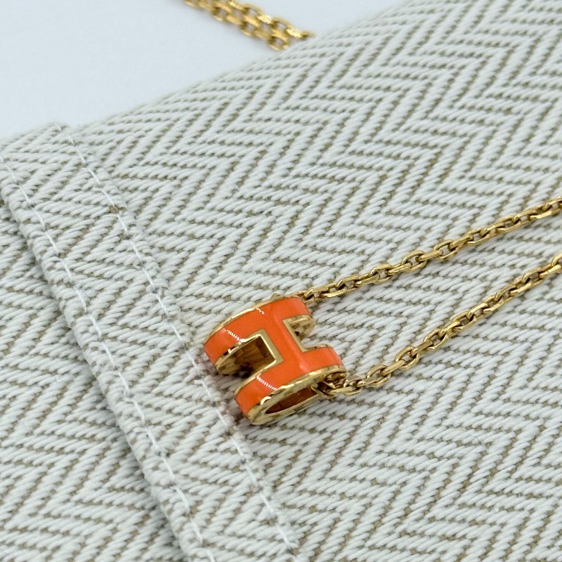 Hermès 愛馬仕 Mini Pop H 橘色 吊墜項鍊-3