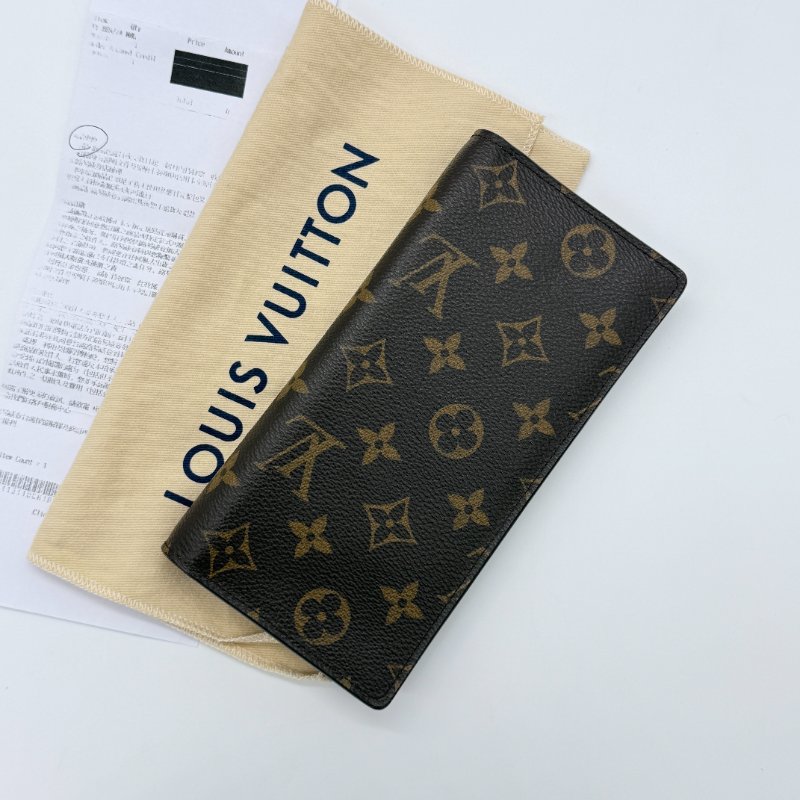Louis Vuitton 路易威登 Brazza 經典老花 棕色 帆布 雙折零錢長夾-0