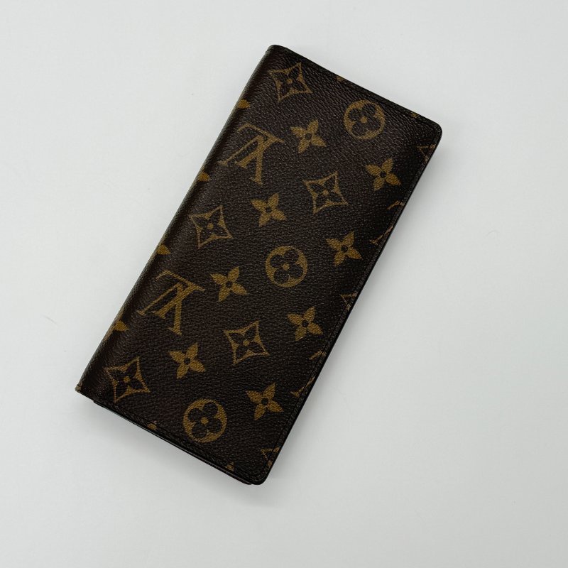 Louis Vuitton 路易威登 Brazza 經典老花 棕色 帆布 雙折零錢長夾-1
