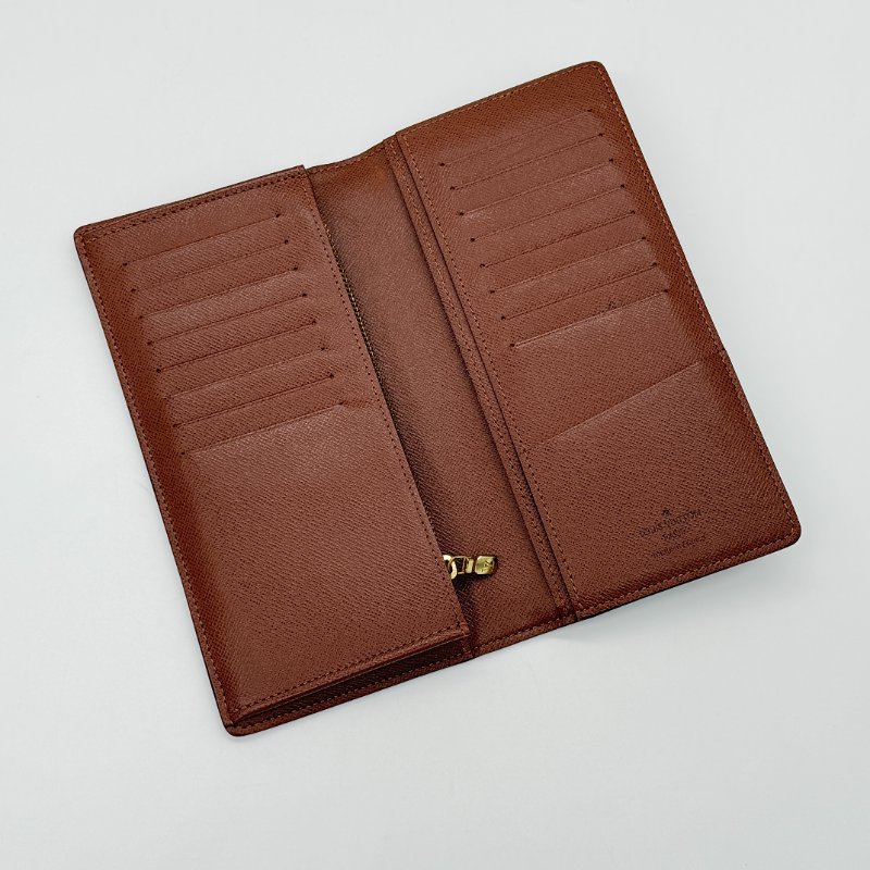 Louis Vuitton 路易威登 Brazza 經典老花 棕色 帆布 雙折零錢長夾-3