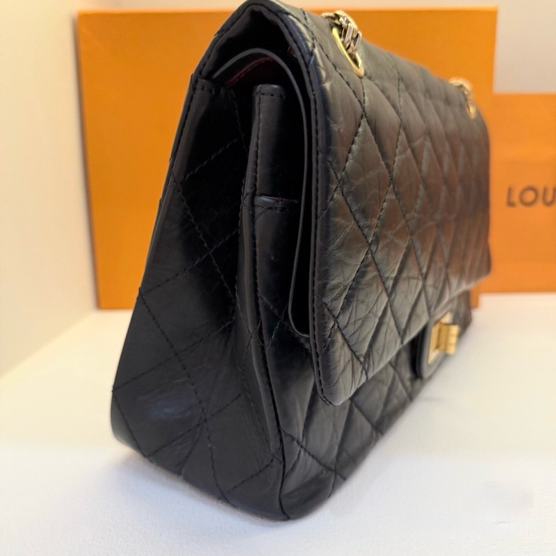 98新 CHANEL 香奈兒 2.55 Reissue Maxi|黑色|菱格|鏈條包 金扣-1