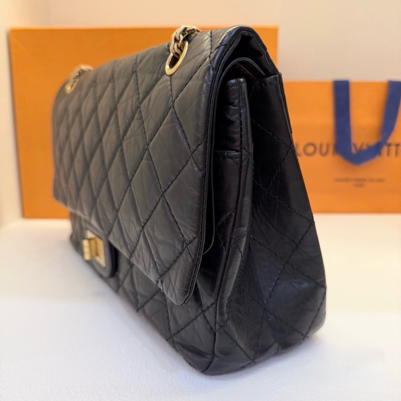 98新 CHANEL 香奈兒 2.55 Reissue Maxi|黑色|菱格|鏈條包 金扣-2