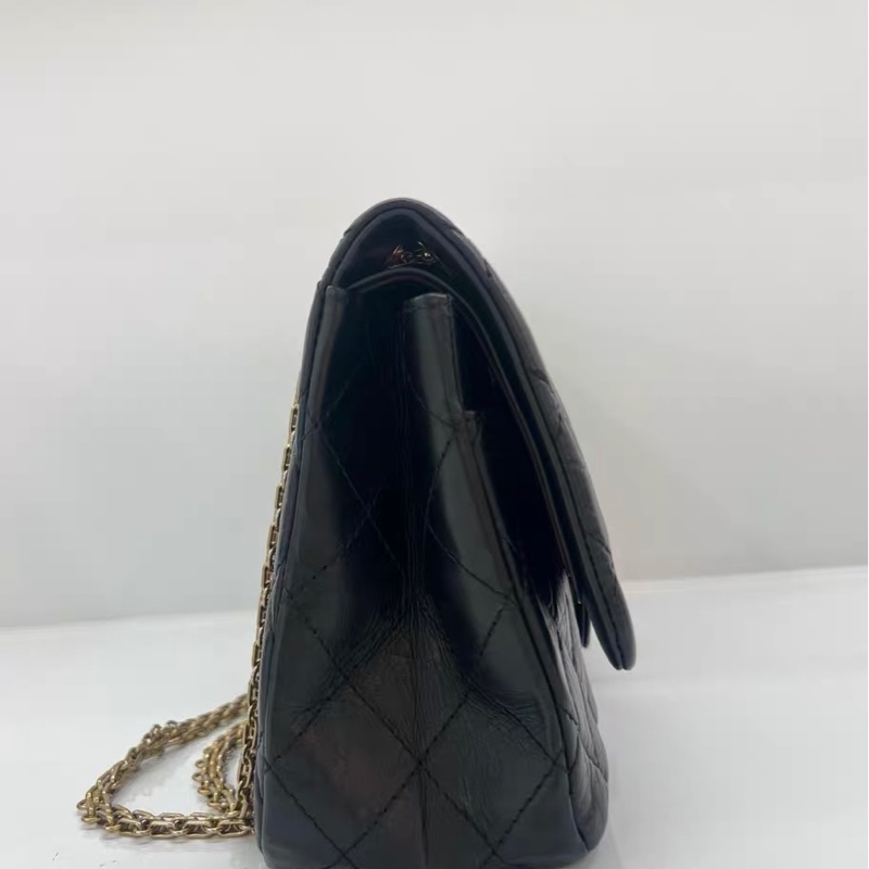 9新 CHANEL 香奈兒 2.55 Reissue 大號 19開|黑色|菱格|鏈條包 金扣-3