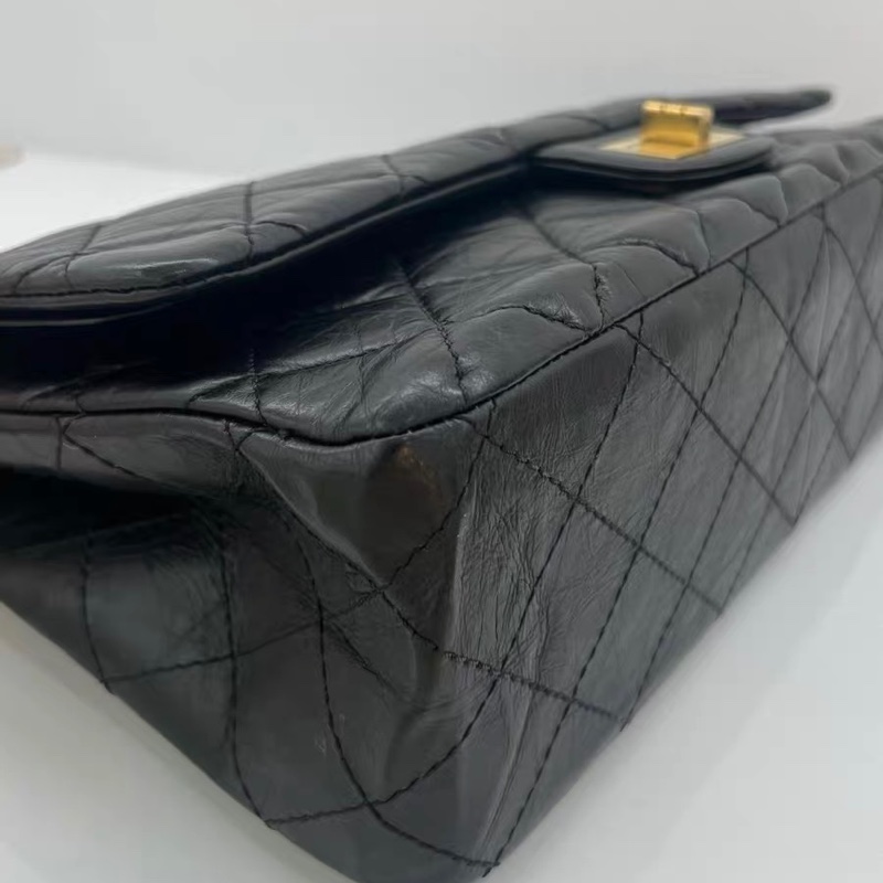 9新 CHANEL 香奈兒 2.55 Reissue 大號 19開|黑色|菱格|鏈條包 金扣-4
