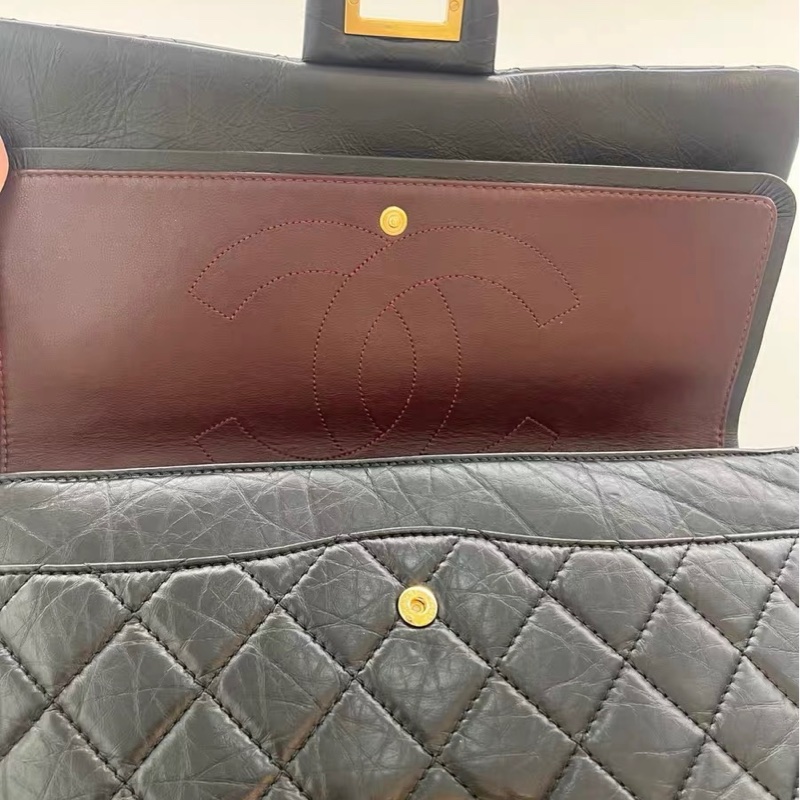 9新 CHANEL 香奈兒 2.55 Reissue 大號 19開|黑色|菱格|鏈條包 金扣-7