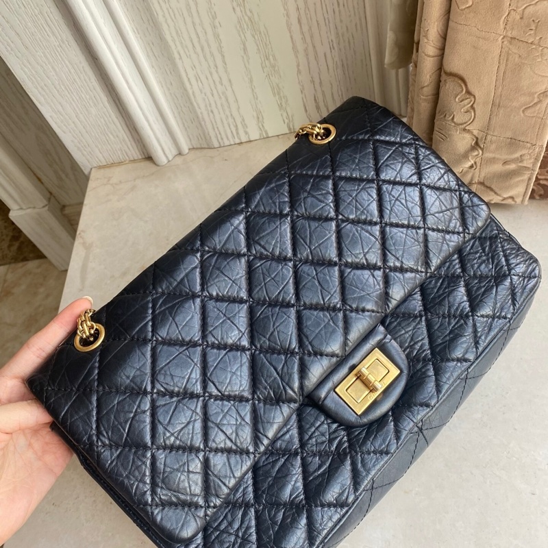 9新 CHANEL 香奈兒 2.55 Reissue 大號 18開｜黑色｜菱格｜鏈條包 金扣-2
