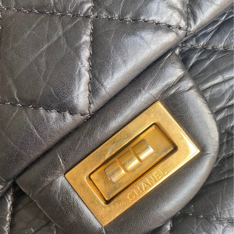 9新 CHANEL 香奈兒 2.55 Reissue 大號 18開｜黑色｜菱格｜鏈條包 金扣-3