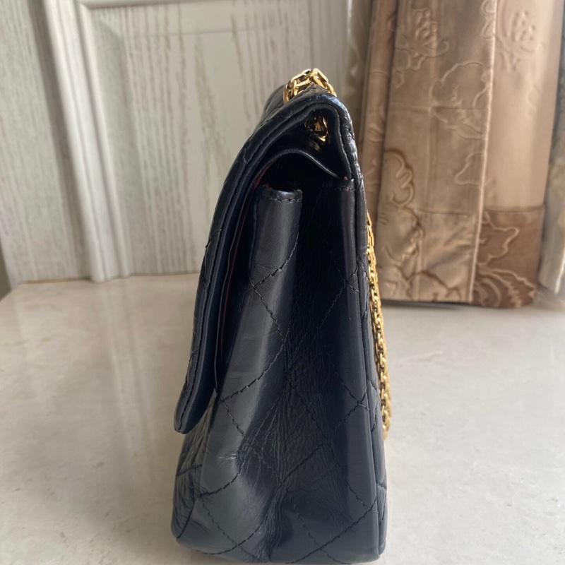 9新 CHANEL 香奈兒 2.55 Reissue 大號 18開｜黑色｜菱格｜鏈條包 金扣-5