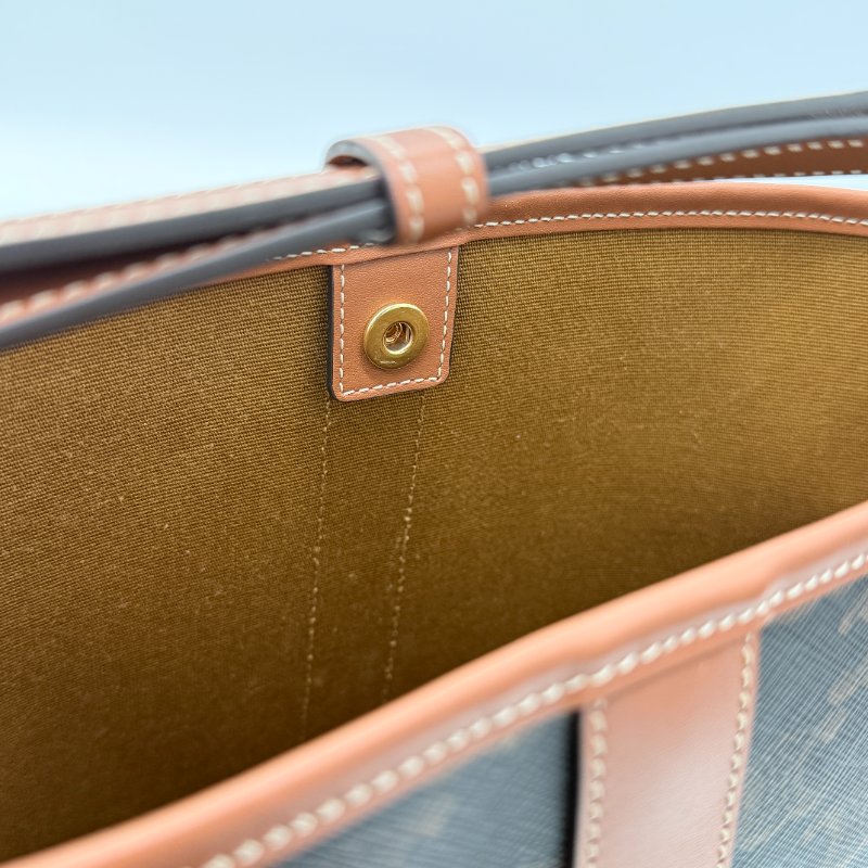 Celine 思琳 Triomphe Small Bucket 滿版老花 棕色 塗層帆布 小牛皮 水桶包 單肩包 肩背包-7