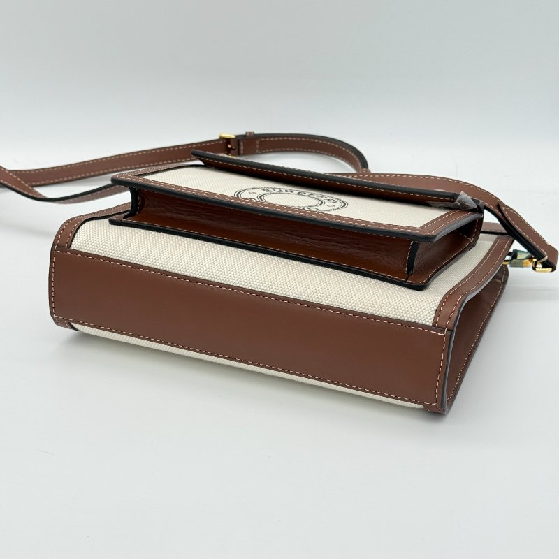 Burberry 巴寶莉 Mini Pocket 米色 棕色 帆布 牛皮 迷你口袋包 肩背包 手提包-6