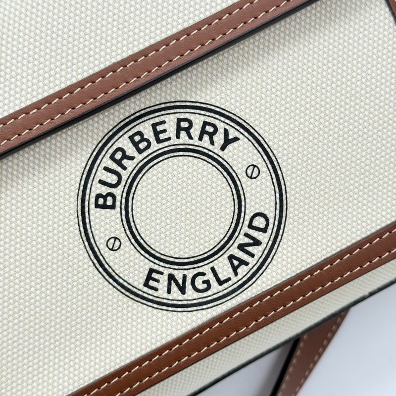 Burberry 巴寶莉 Mini Pocket 米色 棕色 帆布 牛皮 迷你口袋包 肩背包 手提包-7