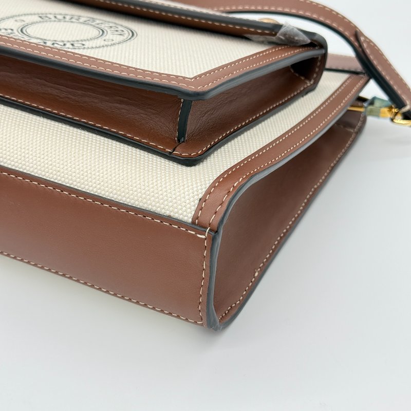 Burberry 巴寶莉 Mini Pocket 米色 棕色 帆布 牛皮 迷你口袋包 肩背包 手提包-10