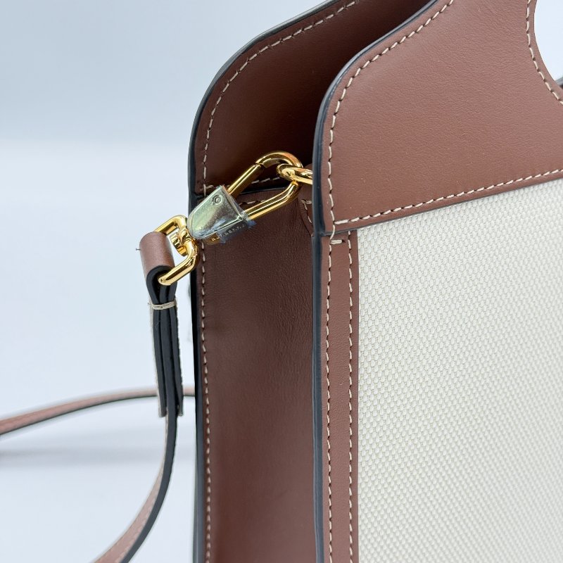 Burberry 巴寶莉 Mini Pocket 米色 棕色 帆布 牛皮 迷你口袋包 肩背包 手提包-11