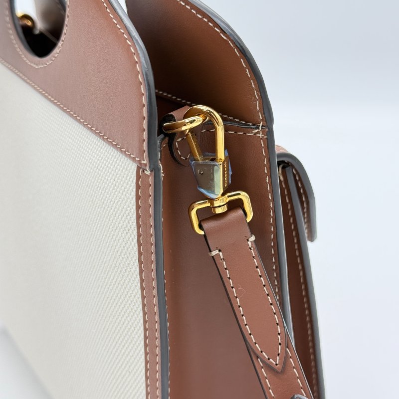 Burberry 巴寶莉 Mini Pocket 米色 棕色 帆布 牛皮 迷你口袋包 肩背包 手提包-12