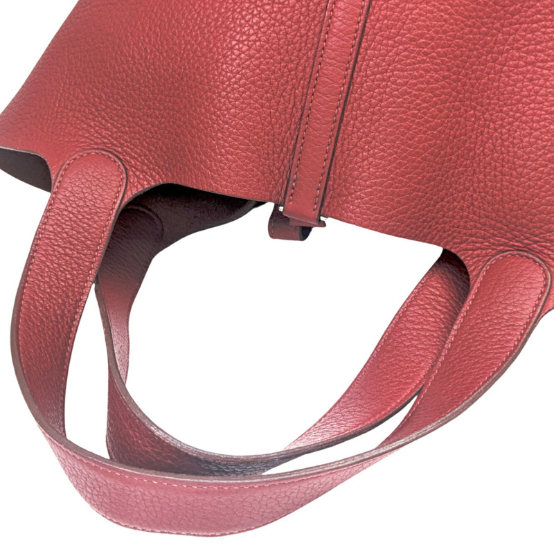 愛馬仕 Picotin MM Taurillon Clemence Rouge Garance 皮革手提包，飾有 K 字印記，男女款-10