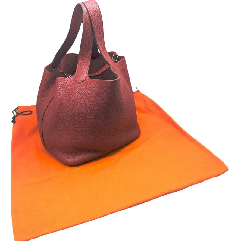 愛馬仕 Picotin MM Taurillon Clemence Rouge Garance 皮革手提包，飾有 K 字印記，男女款-14