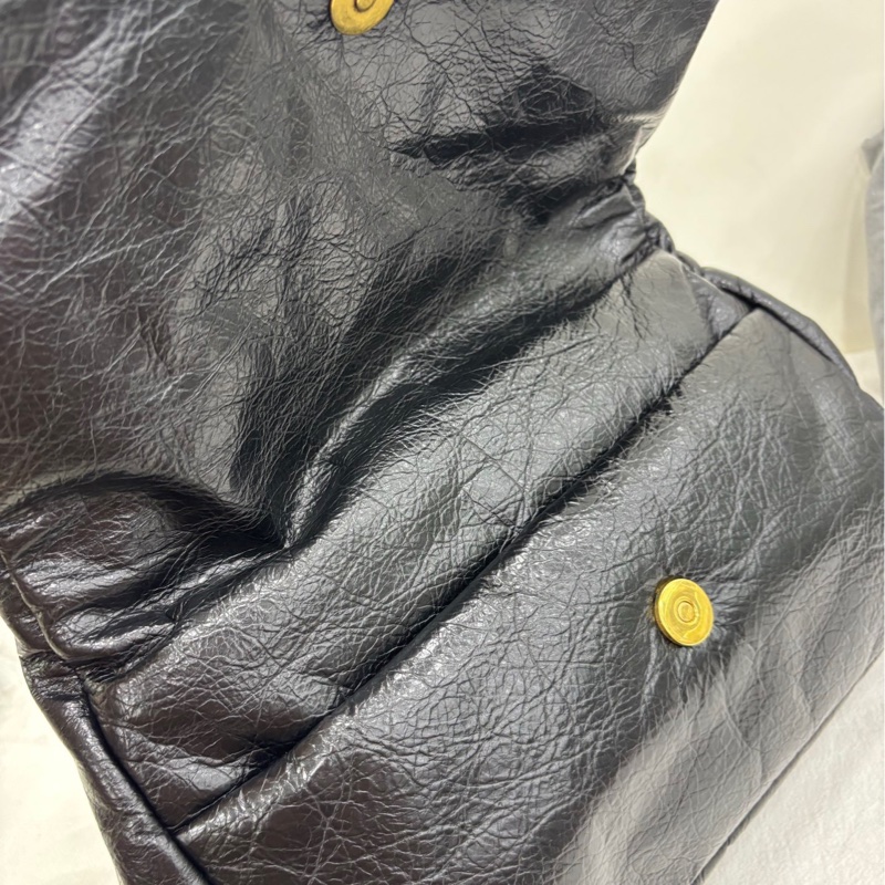 巴黎世家/Balenciaga MONACO系列 黑金鏈 褶皺皮 單肩包 尺寸底長:28cm-5