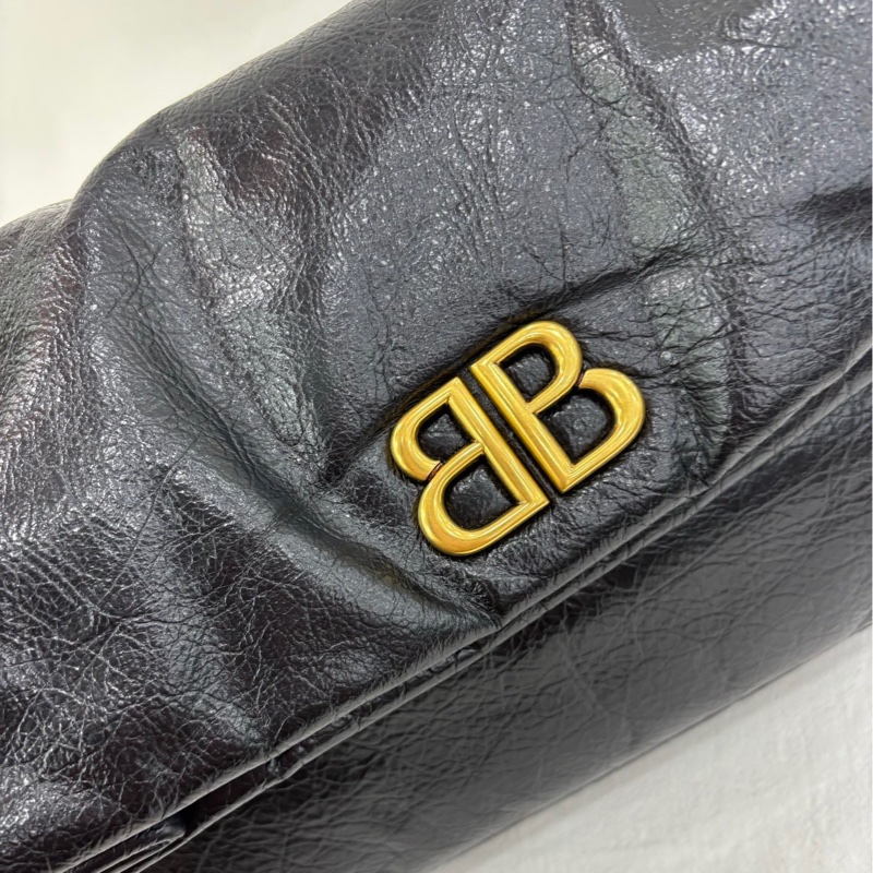 巴黎世家/Balenciaga MONACO系列 黑金鏈 褶皺皮 單肩包 尺寸底長:28cm-6