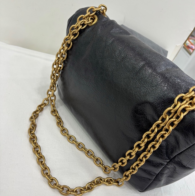 巴黎世家/Balenciaga MONACO系列 黑金鏈 褶皺皮 單肩包 尺寸底長:28cm-7