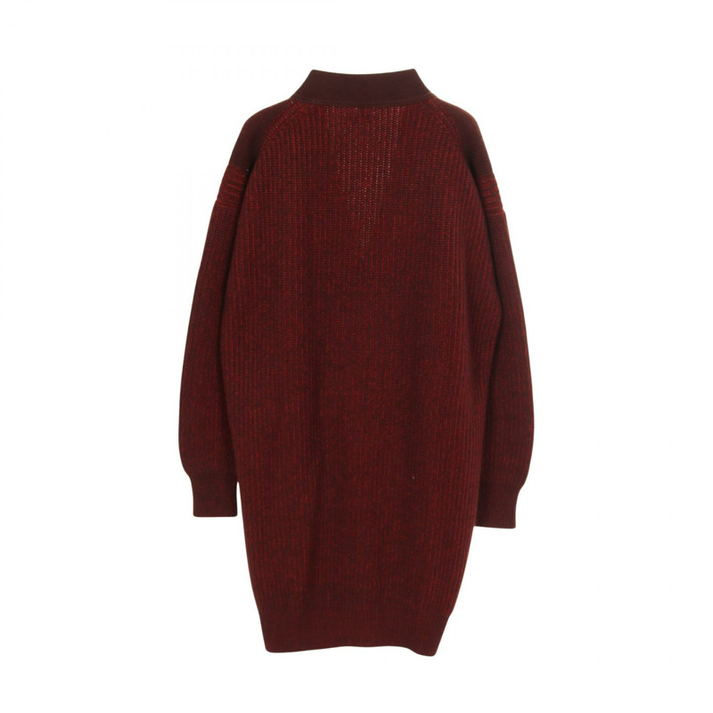 愛馬仕 (HERMES) 超大款長版開襟衫針織衫 336 羊絨波爾多紅 二手女款-1