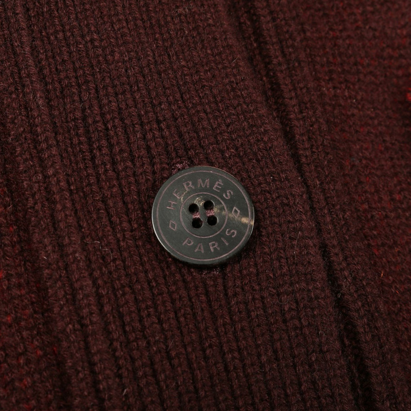 愛馬仕 (HERMES) 超大款長版開襟衫針織衫 336 羊絨波爾多紅 二手女款-4