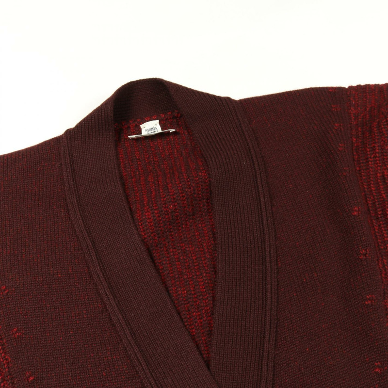 愛馬仕 (HERMES) 超大款長版開襟衫針織衫 336 羊絨波爾多紅 二手女款-5